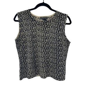 Vintage SML Design leopard print cotton sleeveless sweater top size‎ M